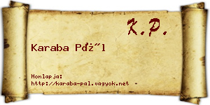 Karaba Pál névjegykártya